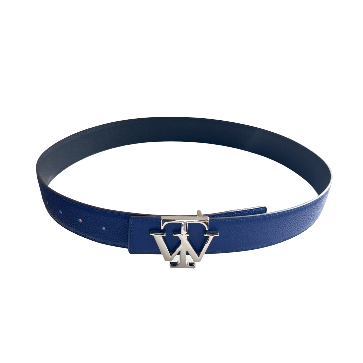 4-in-1 Luxury Reversible Cowhide 100% Leather Belt Black/Blue by Tewoah