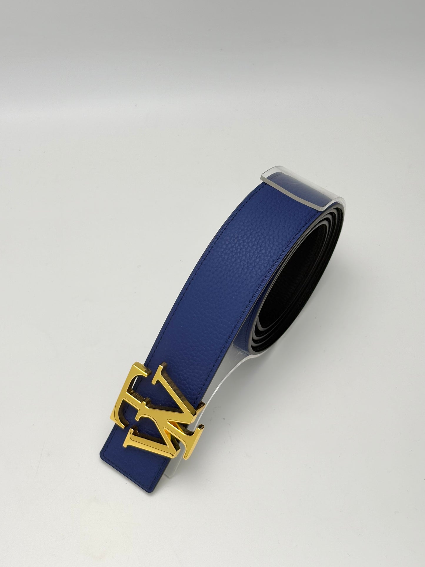 4-in-1 Luxury Reversible Cowhide 100% Leather Belt Black/Blue by Tewoah